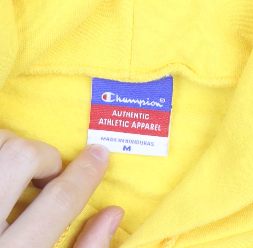 Champion Men's Yellow Delaware Pullover Hoodie M Graphic Fleece
