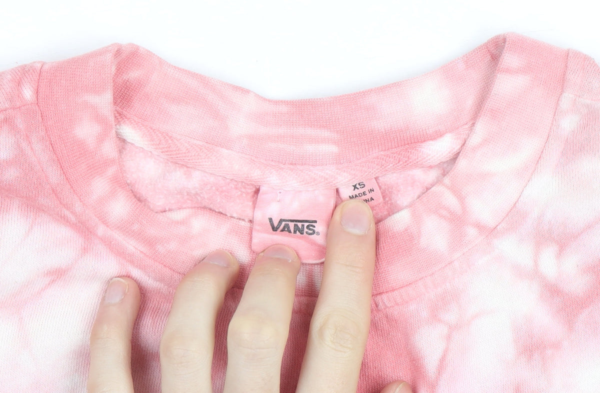 Vans Womens Pink Tie Dye Pullover Sweatshirt XS Cotton Casual