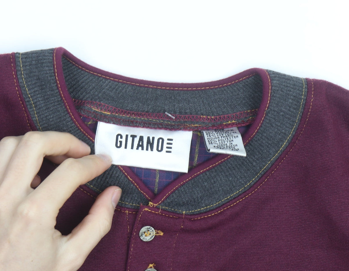Gitano Men's Red XL Henley Sweatshirt with Logo Detail