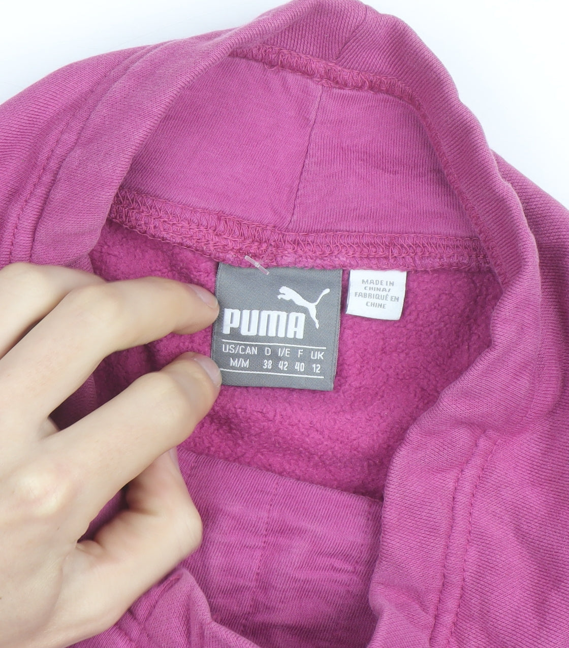 Puma Women Pink Hooded Pullover Sweatshirt Size 12 UK Cotton Blend