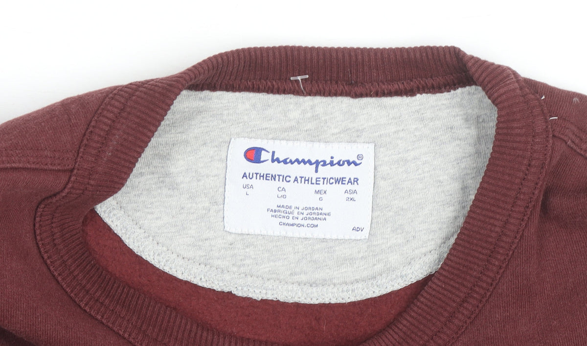 Champion Womens Burgundy Crew Neck Pullover Sweatshirt Size L