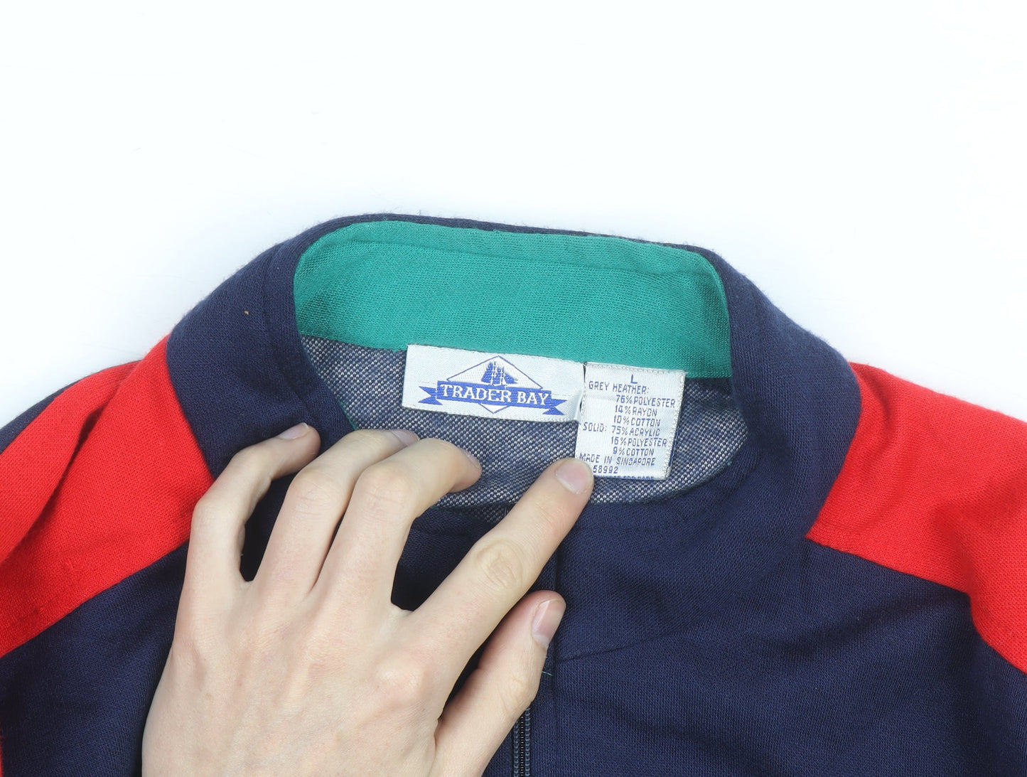 Trader Bay Men's Multicoloured Full Zip Sweatshirt L Retro 90s Style
