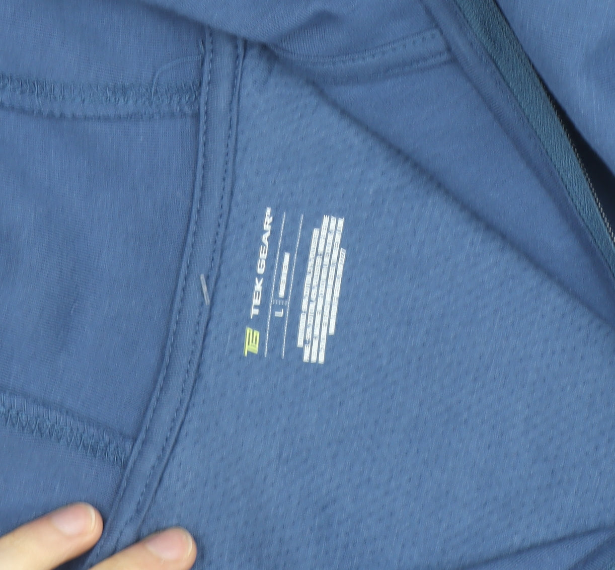 Tek Gear Men's Blue Full Zip Hoodie Size L Lightweight Cotton Blend