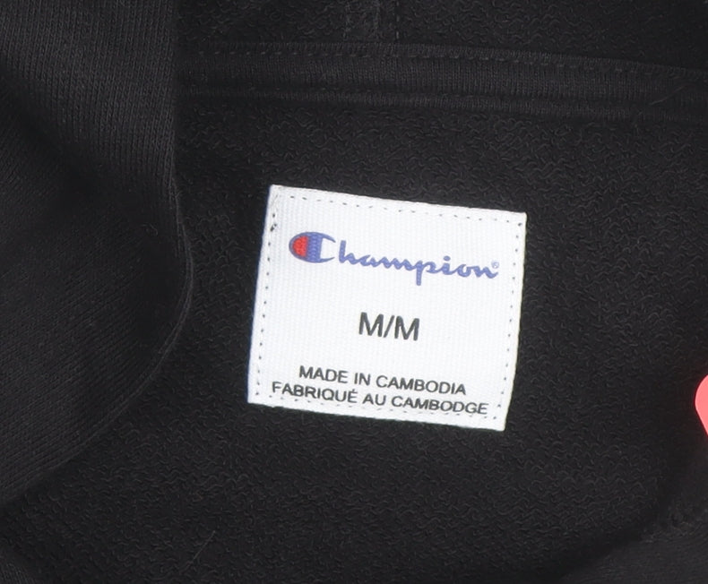 Champion Men's Black Medium Pullover Hoodie with Logo Front
