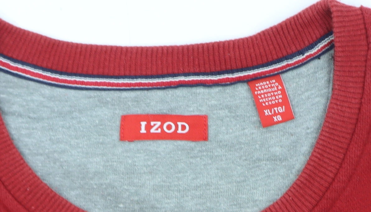 IZOD Men's Red XL Pullover Crew Neck Fleece Sweatshirt