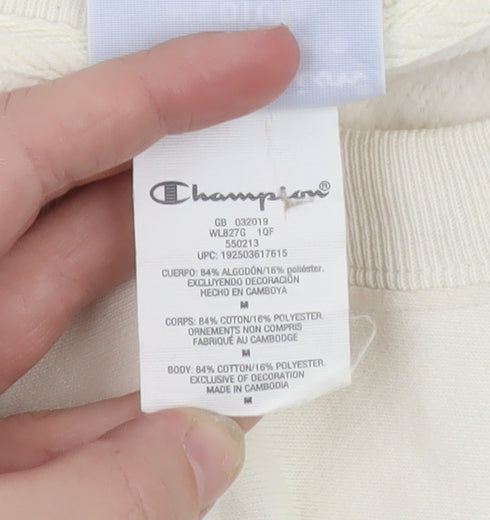 Champion Womens Ivory Crop Sweatshirt Medium Reverse Weave Logo