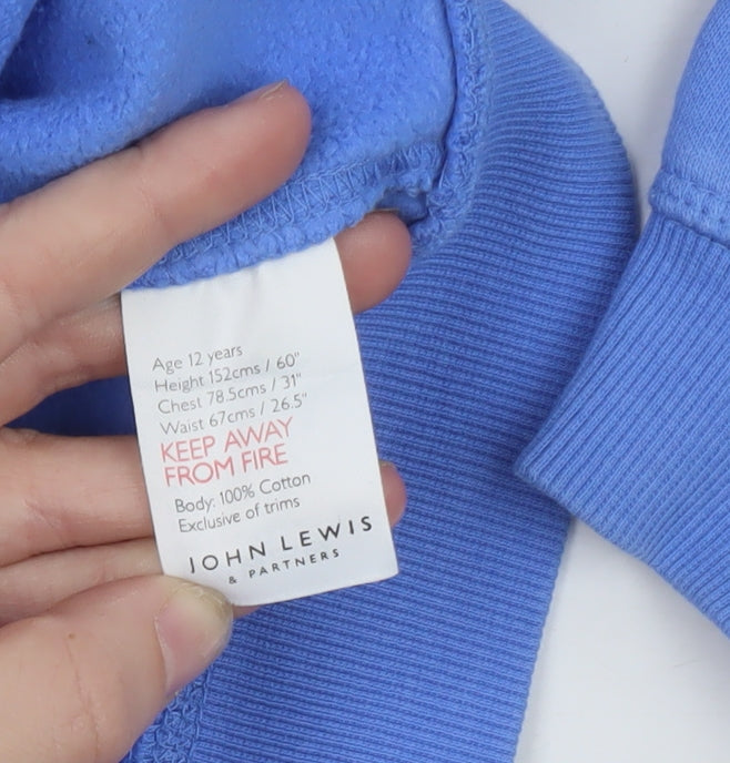 John Lewis Teens Blue Cotton Pullover Sweatshirt Size 12 Stay Positive