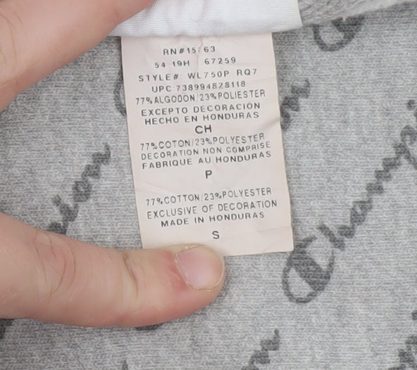 Champion Men's Grey Reverse Weave Logo Crew Neck Sweatshirt Small