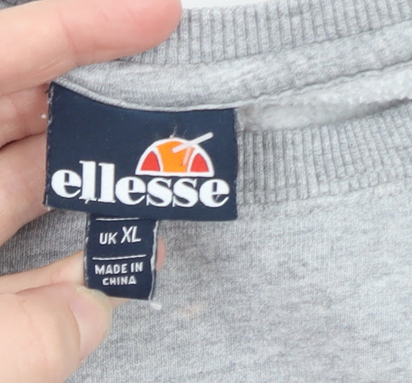 Ellesse Men’s Grey XL Pullover Sweatshirt Crew Neck Logo Fleece