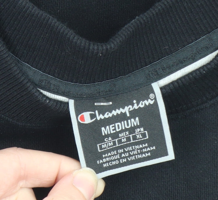 Champion Men's Black Medium Crew Neck Graphic Sweatshirt