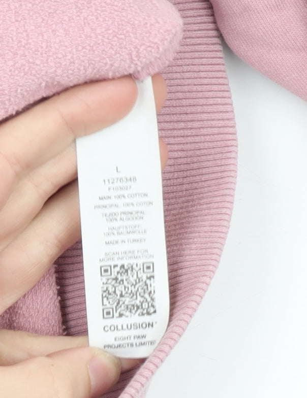 Collusion Mens Pink Crew Neck Cotton Pullover Sweatshirt Size L