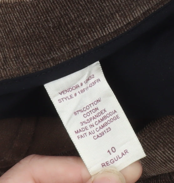 Northern Reflections Women Brown Corduroy Stretch Trousers Size 10 Regular