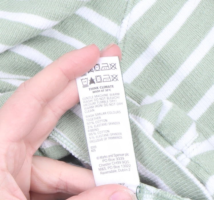Marks & Spencer Women’s Green Striped Cotton Pullover Jumper XL