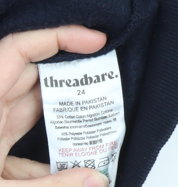 Threadbare Women Navy Courchevel Sweatshirt Size 24 Cotton Blend