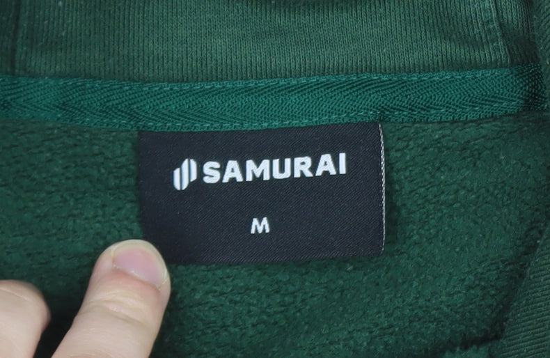 Samurai Mens Green Pullover Hoodie M Fleece Regular Fit