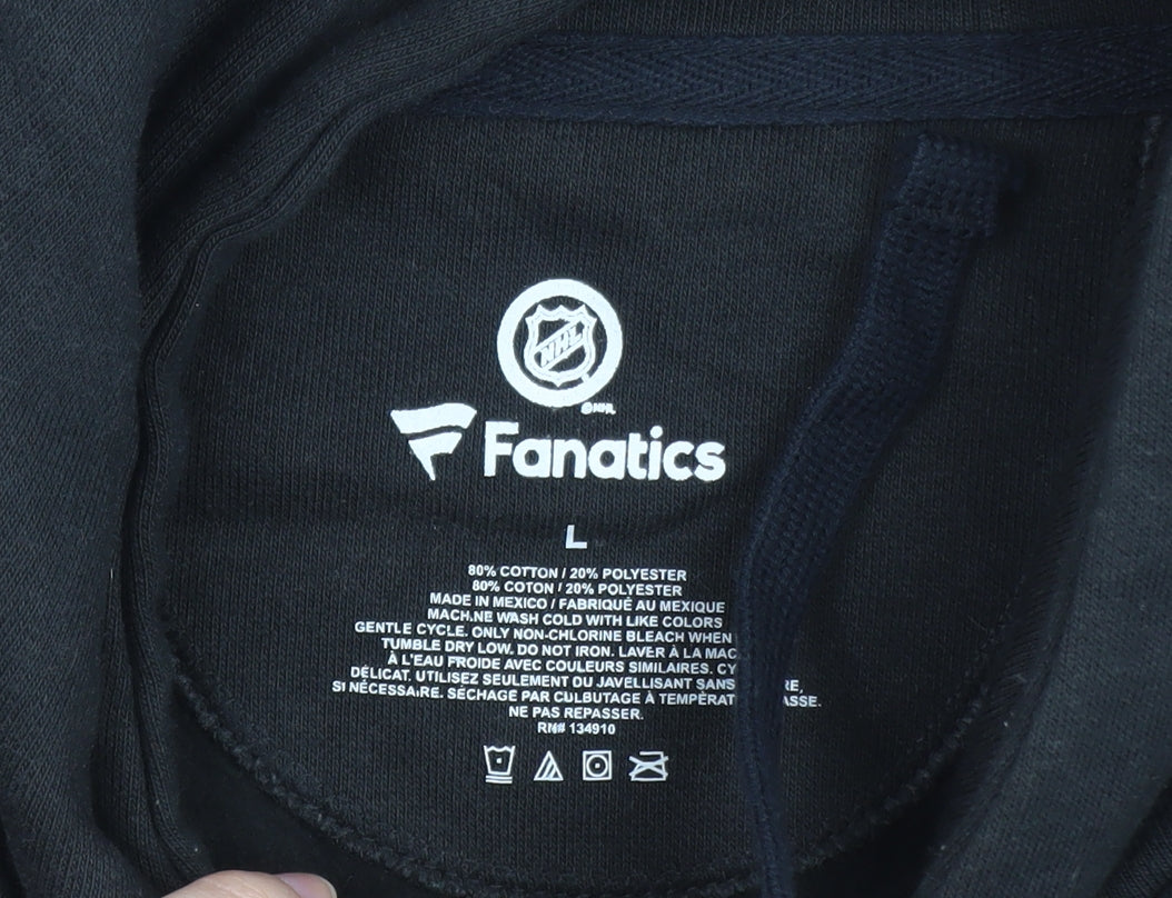 Fanatics Mens Black Sports Graphic Pullover Hoodie Size L