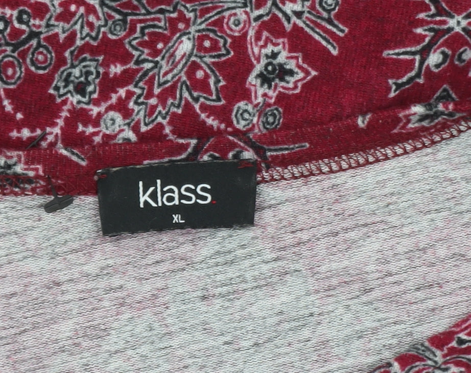Klass Womens Red Paisley Tunic Jersey Top XL
