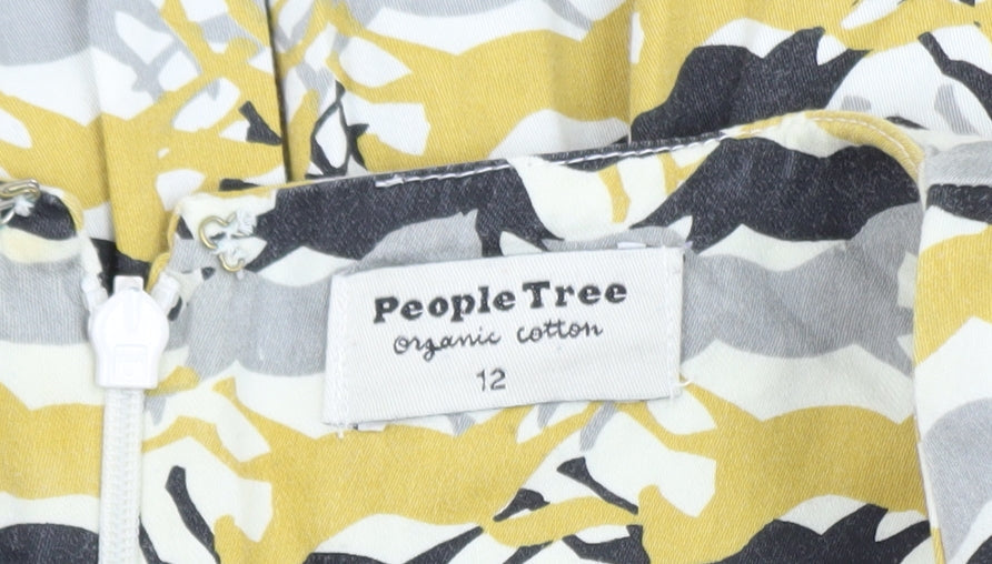 People Tree Women’s Yellow Fit & Flare Cotton Dress Size 12