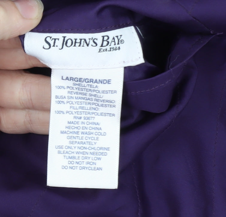 St. John's Bay Women's Purple Puffer Jacket Size L Polyester