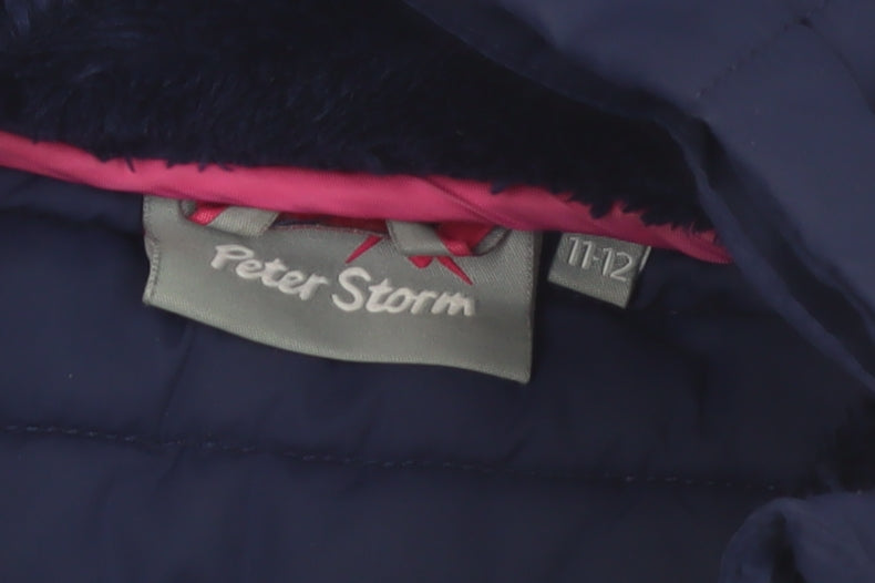 Peter Storm Girls Blue Hooded Puffer Jacket 11-12 Years Winter Coat
