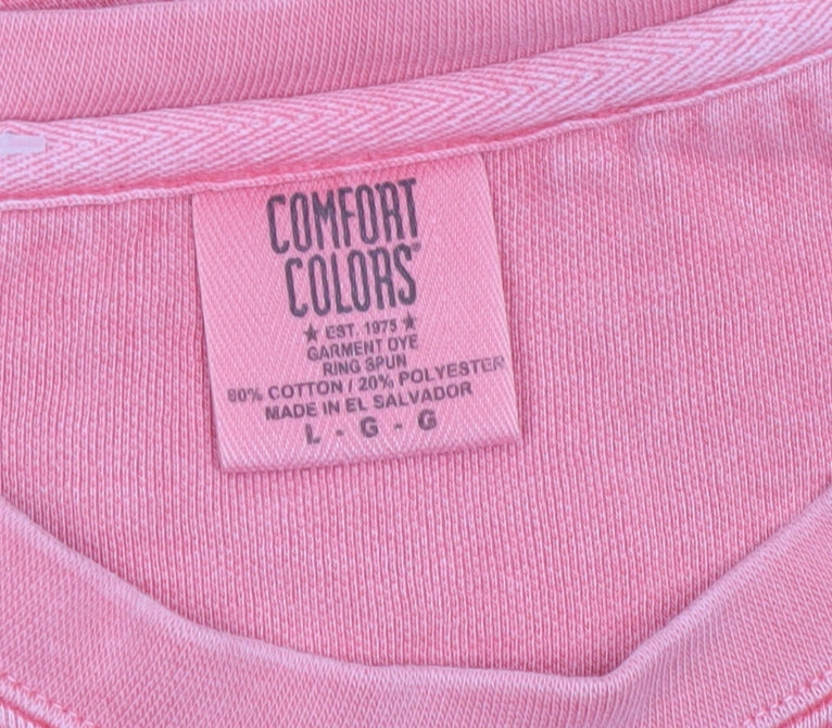 Comfort Colors Unisex Pink Volleyball Graphic Pullover Sweatshirt L