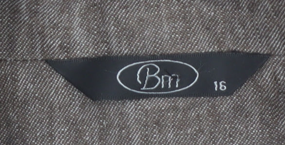 Bonmarché Women Brown Linen Blend Belted Single-Breasted Blazer Size 16