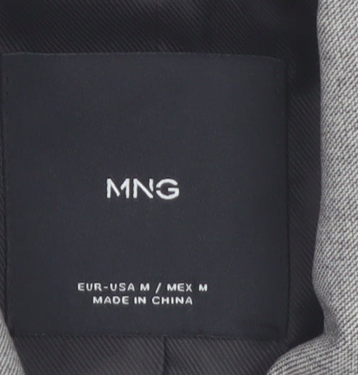Mango Women's Grey Cropped Blazer Size M Regular Single-Breasted