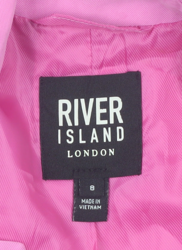 River Island Women Pink Size 8 Single-Breasted Long Blazer Jacket