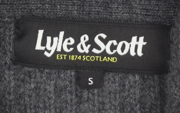 Lyle & Scott Men's Grey Wool Blend Shawl Collar Jumper Size S