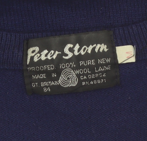 Peter Storm Men’s Blue Wool V-Neck Pullover Jumper M