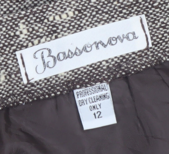 Bassonova Women’s Grey Tweed Wool Blend Straight Trousers Size 12