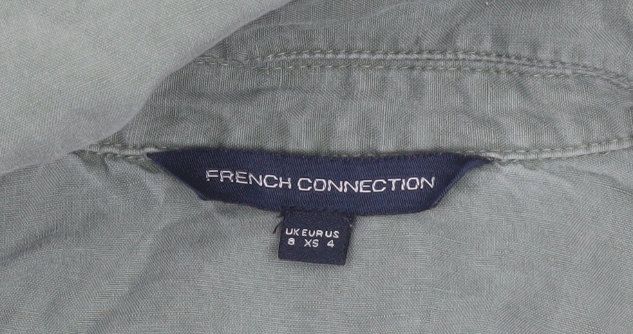 French Connection Women Green Shirt Dress Size 8 Linen Blend