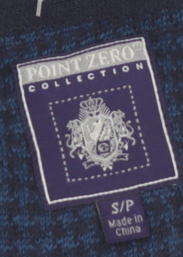 Point Zero Men's Blue V-Neck Wool Blend Jumper Size S