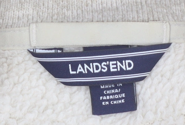 Lands' End Women's Beige Fleece Zip Jacket Size M Regular