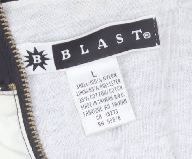 Blast Men's Black and White Nylon Bomber Jacket L Western Star Design