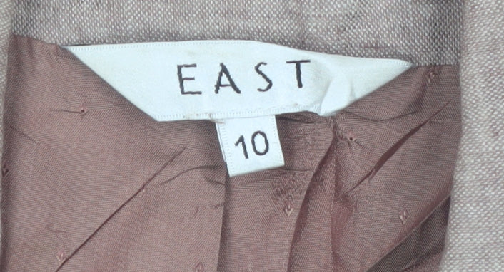 East Women Beige Linen Single-Breasted Blazer Size 10 Two-Button Jacket