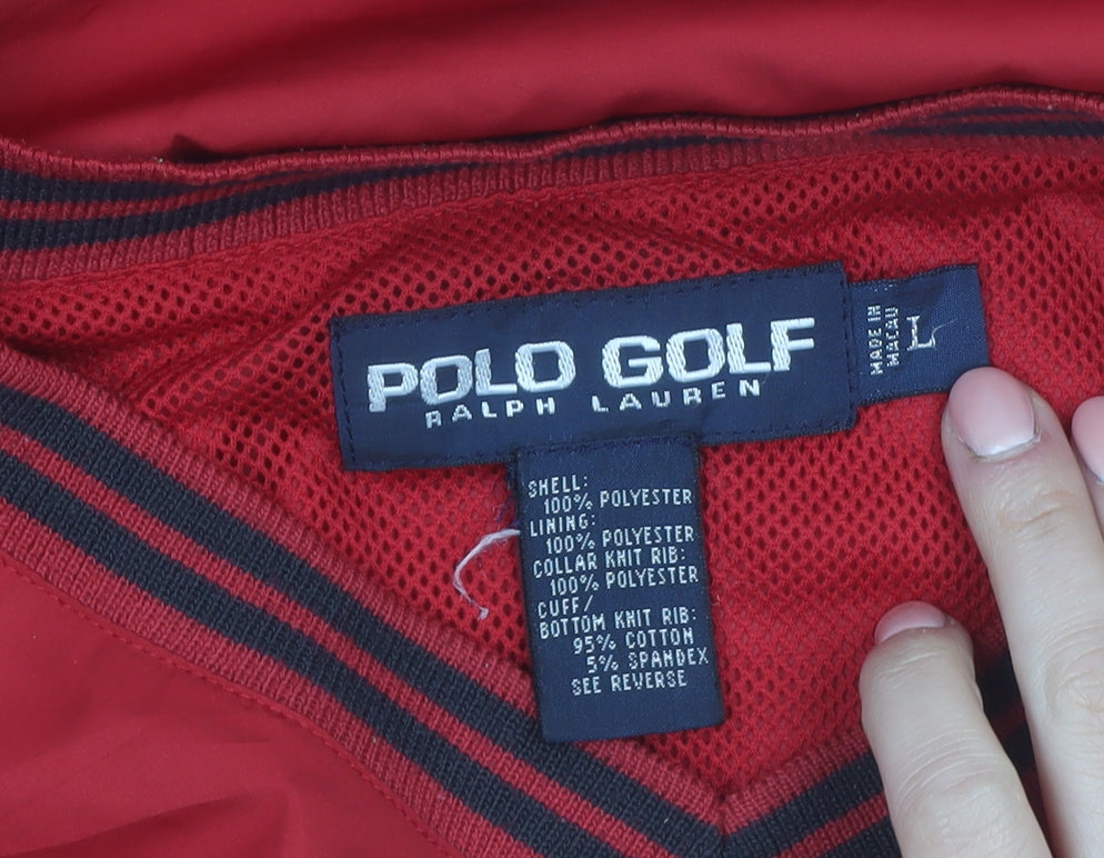 Polo Ralph Lauren Men's Red V-Neck Golf Pullover Sweatshirt L