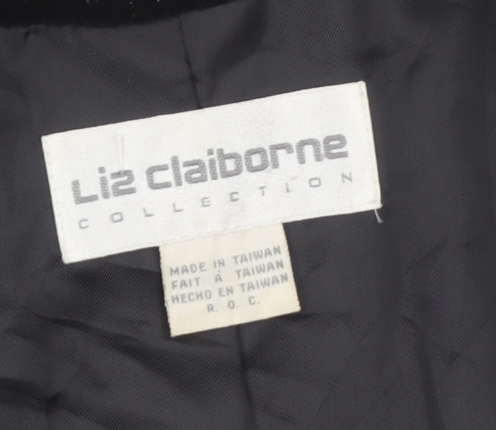 Liz Claiborne Women Black Velvet Single-Breasted Blazer Size 10