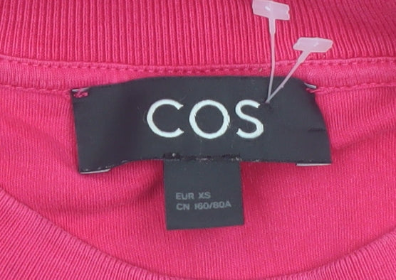 COS Women Pink Long Sleeve Basic Cotton Crew Neck T-Shirt XS