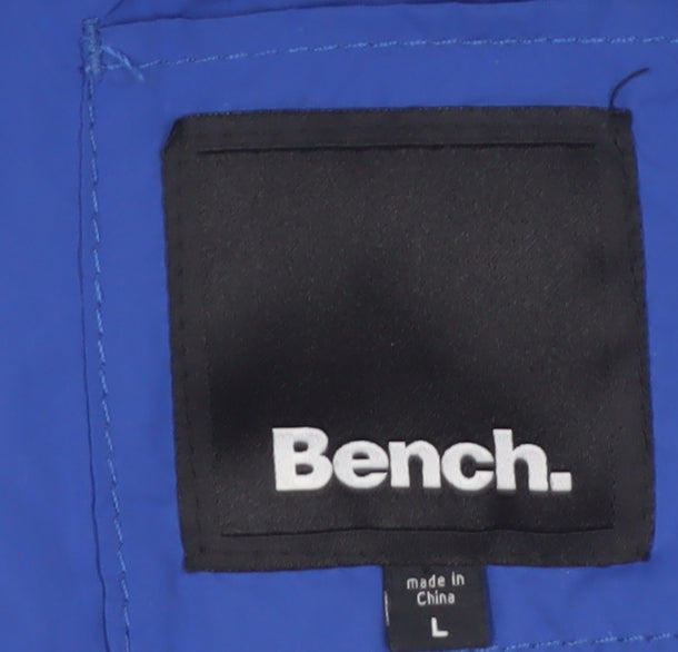 Bench Men's Blue Bomber Jacket L Lightweight Full Zip Windproof