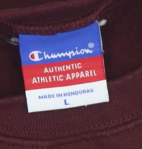 Champion Mens Red Pullover Sweatshirt L Graphic Print Crew Neck
