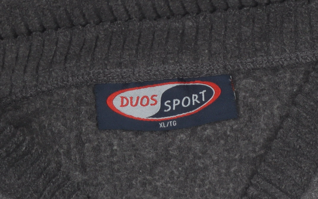 Duos Sport Men's Grey XL Pullover Knit V-Neck Sweatshirt