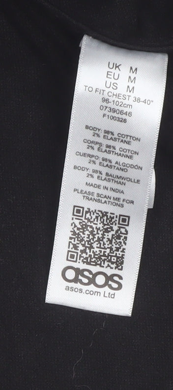 ASOS Men's Black M 1/2 Zip High Neck Cotton Pullover Sweatshirt