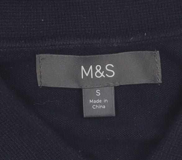 Marks and Spencer Men's Black Short Sleeve Collared Button Cardigan S