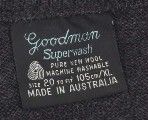 Goodman Women’s Grey Pure New Wool V-Neck Jumper Size 20 XL
