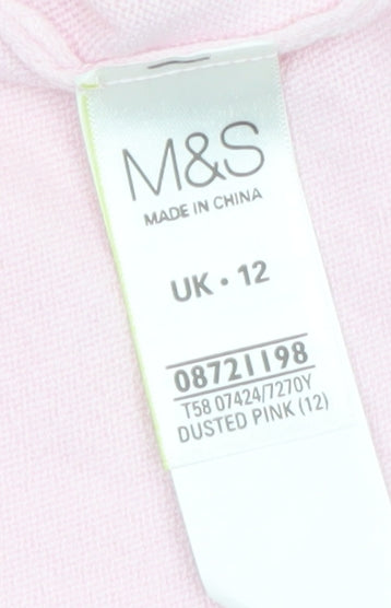 Marks & Spencer Womens Dusted Pink Acrylic Short Sleeve Jumper UK 12