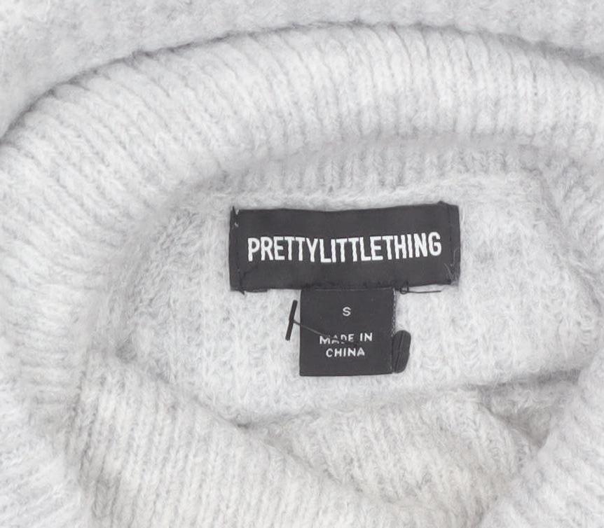 PRETTYLITTLETHING Women’s Grey Roll Neck Long Sleeve Knit Jumper S