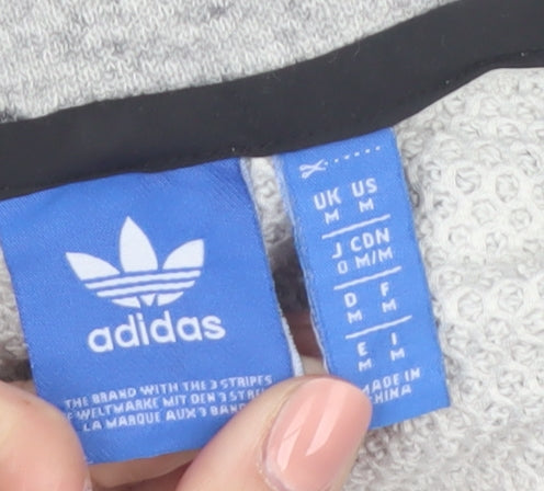 Adidas Men's Grey Henley Hoodie Size M Fleece Pullover