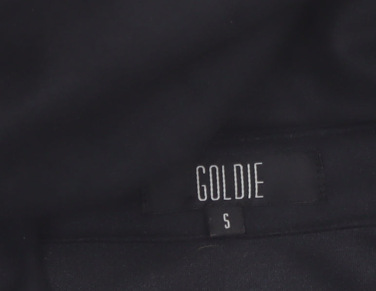 Goldie Women Black Shirt Dress S Polyester Button Stretch