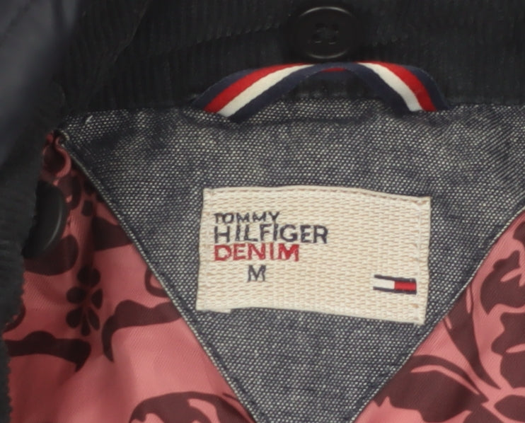 Tommy Hilfiger Denim Women's Navy Puffer Coat Medium Belted Down Long Jacket
